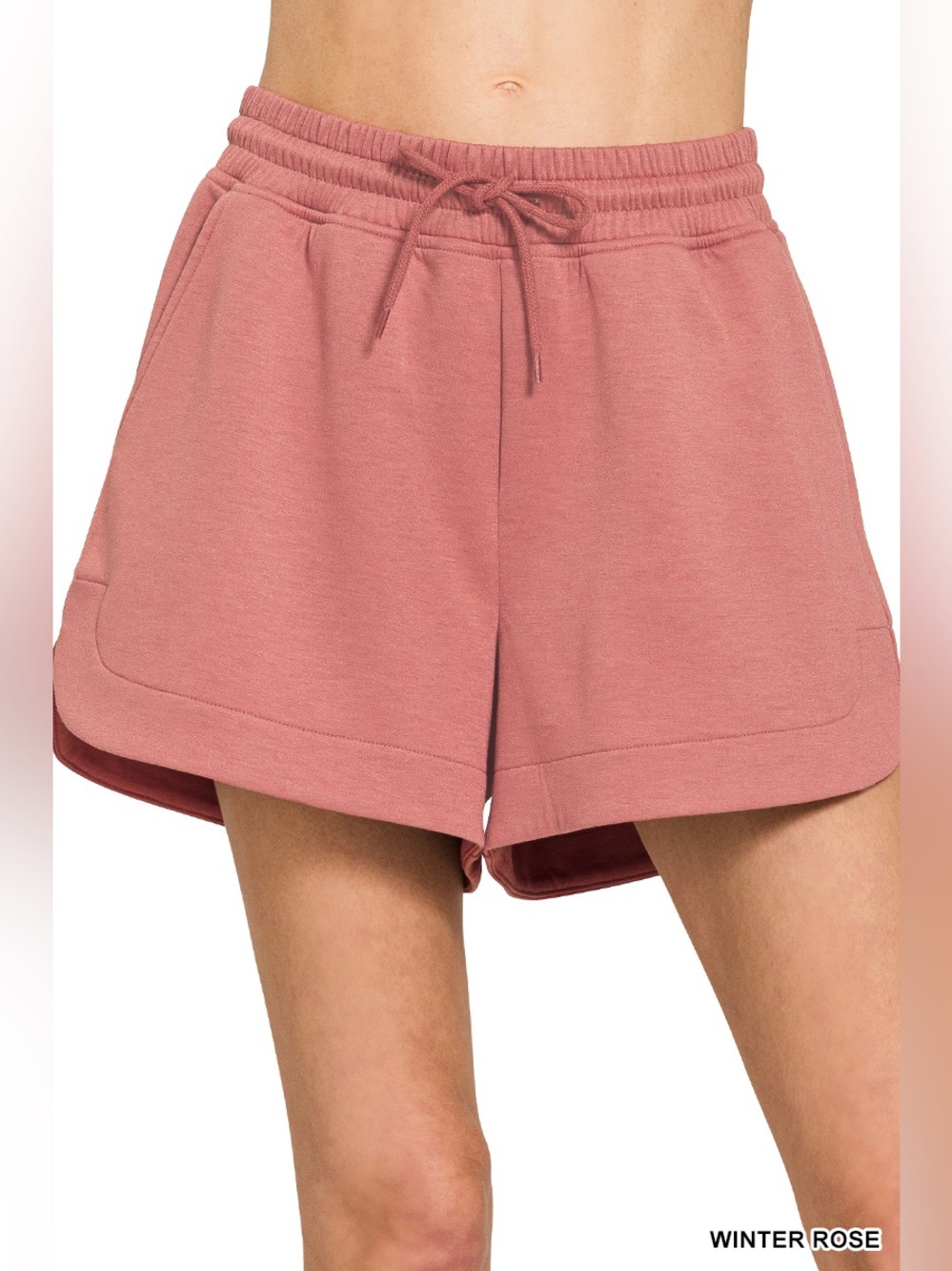 Zenana "Winter Rose" Women’s Scuba Shorts w/Pockets